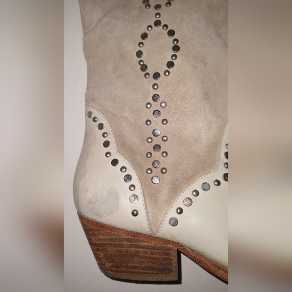 Free People Tan Western Studded Country Cowboy Boots Chappelle Roan Style 6.5 - Picture 11 of 16